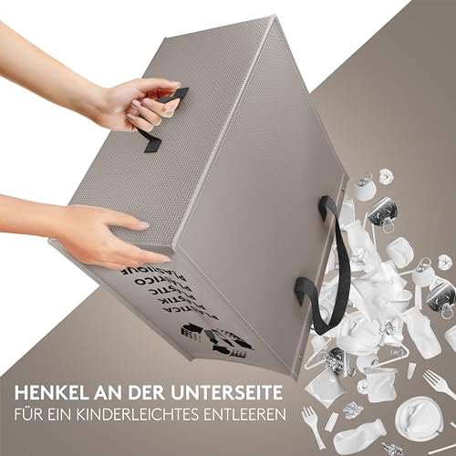 PTMS® Mülleimer 3 Fächer - Mülltrennsystem für Papier, Glas und Plastik – Ansicht 6