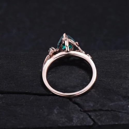 2ct Emerald Cut Natural Moss Agate Ring Antique Aquatic Agate Green Stone Ring Sterling Silver Hypoallergenic Cluster Wedding Promise Ring Gift for Her,with Side stone Cz diamond4