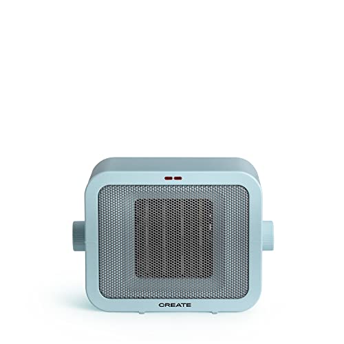 CREATE/WARM BOX/Calefactor Cerámico Azul/Calefactor Portátil, Termostato Regulable, 2 Modos de Potencia, Calefactor de Aire Caliente PTC, Protección del Sobrecalentamiento, 1500W