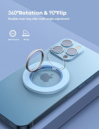 Magnetic Phone Ring Holder For Magsafe - Lamicall Magnetic Finger Phone Ring Stand Holder, Magnet Ring Grip, Compatible With Iphone 12 13, Pro, Pro Max, Mini, Mag Safe Accessories, Sky Blue #TOP2