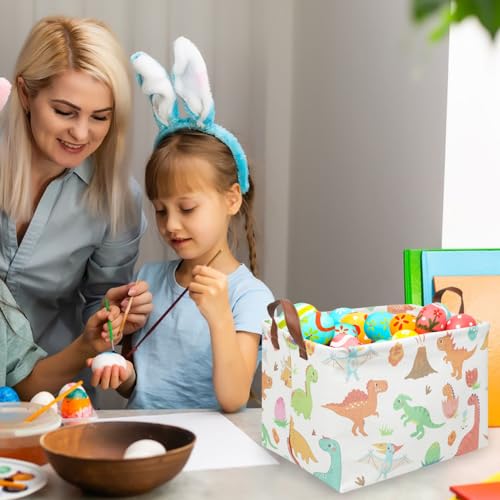 Image of Rectangular Easter Dinosaur Basket,Waterproof kids toy storage box bedroom,Dinosaur Storage Box,kids laundry Basket,Easter Room Decor,Nursery Hamper,Gift Baskets(Dinosaur)