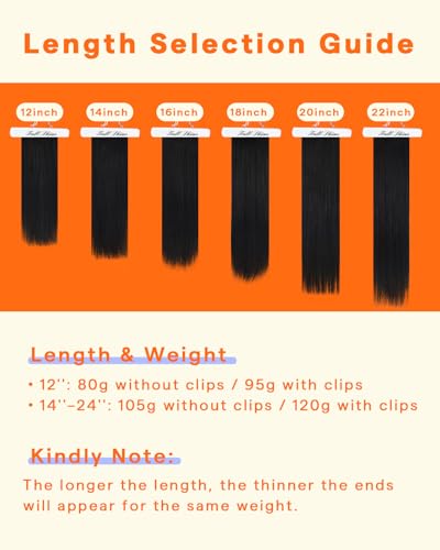 Image of Full Shine Seamless Clip in Hair Extensions Real Human Hair,Black 18 Inch | Invisible PU Weft, Nature Black Remy Hair Extension Clip ins, Full Voluminous Long Hair, 120g 8Pcs