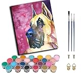 WANGWANGMIAO Peinture par Numéro Kits,chiens animaux compagnie, Dogue allemand fauve Peinture Numero Adulte, Creation pour Débutants,Peinture à l'huile Kit,pour Décoration Maison,40x50cm,avec cadre