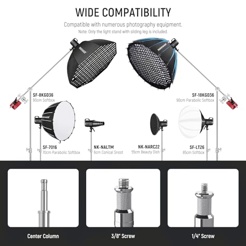 Image of NEEWER C Stand with Boom Arm Pro 100% Stainless Steel, Max 10.8ft /330cm | Air Cushion, Heavy Duty Photography Light Stand, 4.2ft /128cm Holding Arm, for Monolight Softbox Reflector