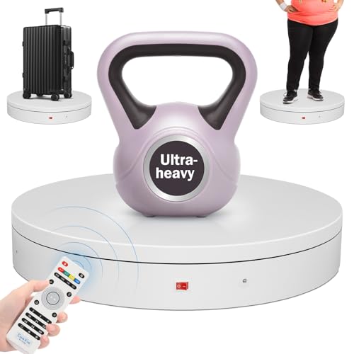 Plataforma giratoria de fotografía motorizada remota, plataforma giratoria giratoria 360 cabina de fotos perezosa base giratoria para pantalla, modelos de escáner 3D (rango de carga: 220 libras
