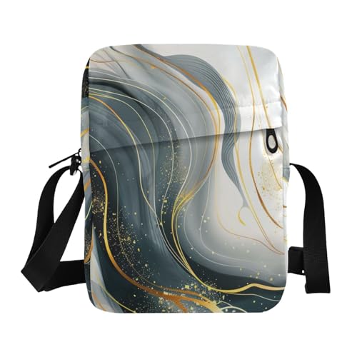 Blue Golden Lines Marble mens messenger bag over the shoulder bags for men Shoulder Hand Bag For Woman Adjustable Strap for School business