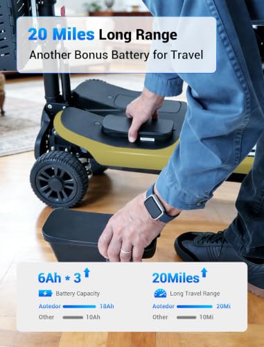 Image of Aotedor Foldable Mobility Scooter for Seniors, 20 Miles Long Range Safe & Comfortable Lightweight Folding Scooter with 275lb Capacity All-Terrain Airline Cruise & FSA Approved - Extended Range