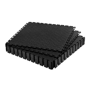 VEVOR Garage Floor Tiles 20.2 x 20.2 inches, Interlocking Diamond Plate Non-Slip PVC Tiles, 16 Pack