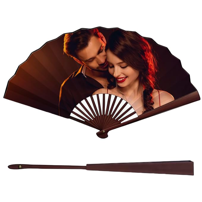 DGJSSK Personalized Custom Folding Fans with Custom Photo Fans Handheld Bamboo Folding Fan Decorative Hand Fans for Dancing Cosplay Wedding Party Props