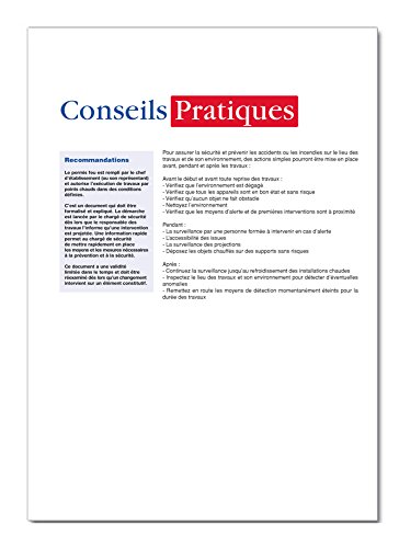 Registre de sécurité - Permis de feu pour travaux par points chauds - P034