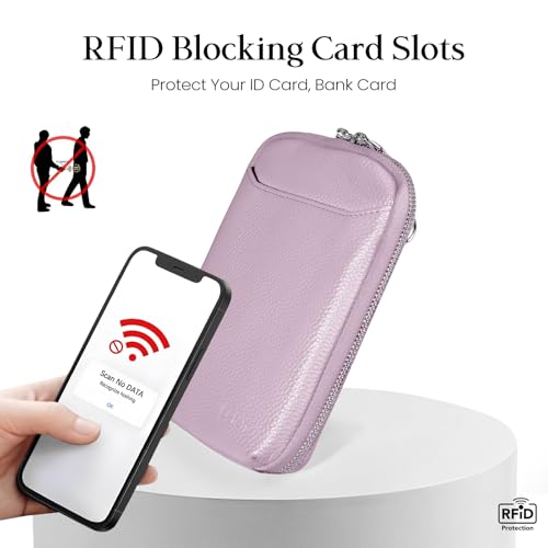 Image of befen Genuine Leather Crossbody Cell Phone Purse for Women, Small Zip Around RFID Blocking Crossbody Wallet Bags