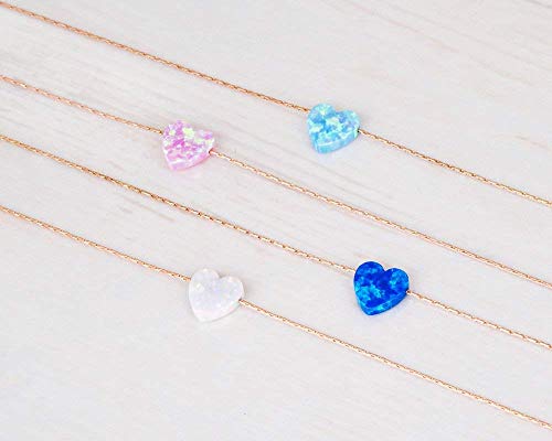 Tooliks - 14K Gold Filled White Opal Heart Short Choker Necklace - Designer Handmade Necklace For Women - 13.5 Inch + 3 Inch Extender (Gold Filled, White) #TOP7