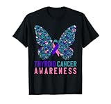 Butterfly Thyroid Cancer Awareness Month Ribbon Gift Support T-Shirt