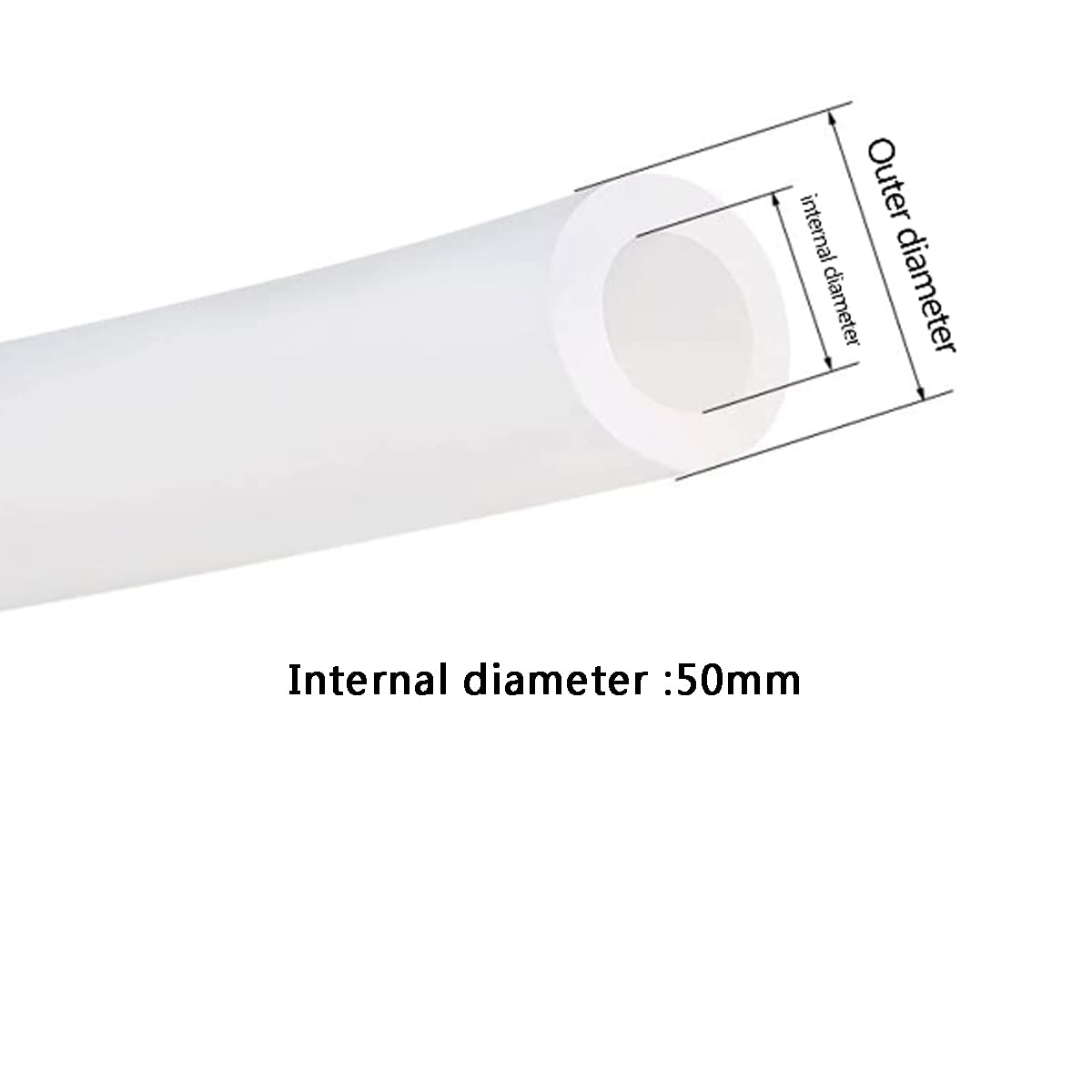 Tubo de silicona flexible de 15 mm a 60 mm de diámetro grande para transferencia de líquidos, tubo suave para bombeo y aplicaciones versátiles.