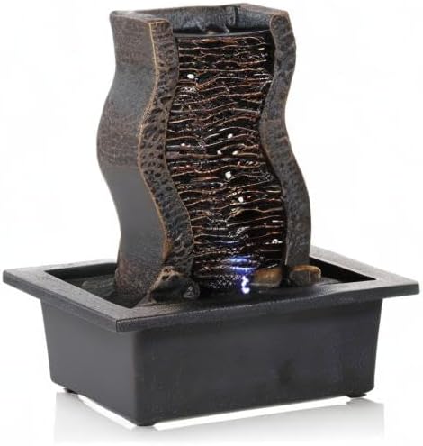 Miniatura 8 de Dyna-Living Fuentes de Agua para Interiores Fuente de Agua de Mesa con Luces LED Fuente de Cascada Feng Shui para Decoración Moderna del Hogar