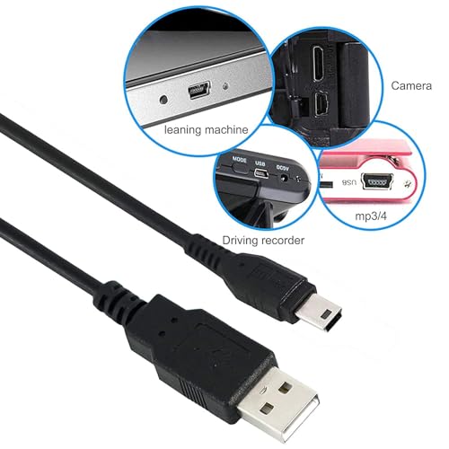 Image of USB TO 5 Pin Mini USB Cable (60 CM) USB 2.0 Type A to Mini B Cable Compatible with GoPro Hero 3+, PS3 Controller, MP3 Player, Digital Camera (Black) 24 INCH