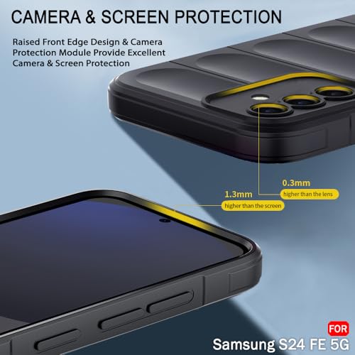 Image of TheGiftKart Liquid Silicon Back Cover Case for Samsung Galaxy S24 FE 5G | Shockproof Military Grade Protection | Micro-Fibre Cloth On Inner Side | Anti-Slip Grip Cover for Samsung S24 FE (TPU, Black)