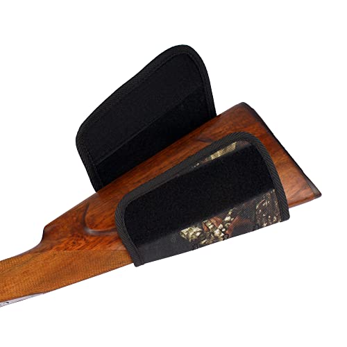 Bronzedog Buttstock Rifle Cartridge Ammo Holder 12 16 Gauge Nylon Camo Shell Holder Hunting Pouch Shotgun Stock Right Handed (Black Oak Camo) #TOP4