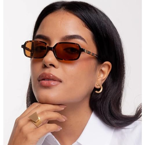Retro Rectangle Sunglasses for Women Trendy Cute 90s Small Narrow Rectangular Sunglasses4