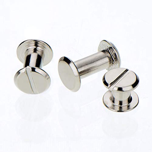 Tecunite 75 Pieces Screw Post Metal Chicago Screws Binding Screw Leather Screw Nail Rivet Button Solid Belt Tack Screw, 1/4, 3/8 And 1/2 Inch, Silvery #TOP5