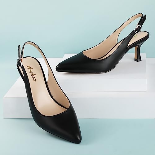Image of Ankis Women's Slingback Kitten Heels Closed Pointed Toe 2.5in Dress Pumps