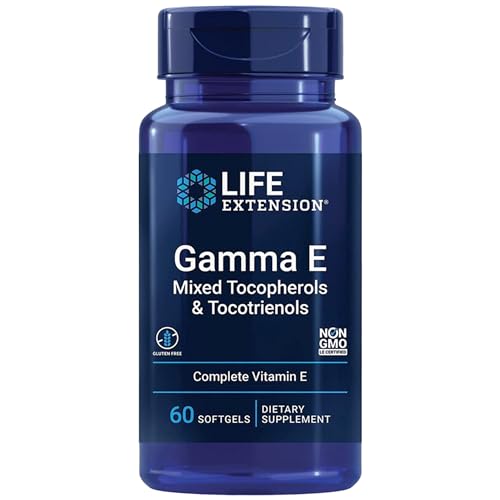 Life Extension, Gamma E, Tocophérols et Tocotriénols Mélangés, 10mg, 60 Capsules molles, Sans Gluten, Sans Soja, Sans OGM