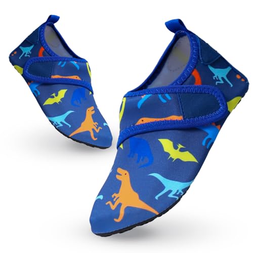 Badeschuhe Kinder Wasserschuhe Mädchen Jungen Schwimmschuhe rutschfest Schnell Trocknend Strandschuhe Sommer Aquaschuhe Barfußschuhe Kleinkind für Pool Beach Barfuss Surfen Yoga 26/27 EU Dinosaur Blau