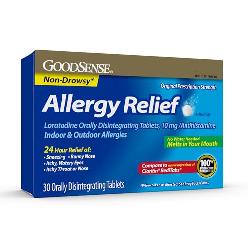 GoodSense Loratadine Orally Disintegrating Tablets 10 mg 24 Hour Allergy Tablets 30 Count