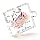 IGXX Bestie-Plakette in Puzzleform aus rosa Acryl - 10x10cm Freundschaftsgeschenk für Frauen, BFF Geburtstag Weihnachten Andenken mit Geschenkbox