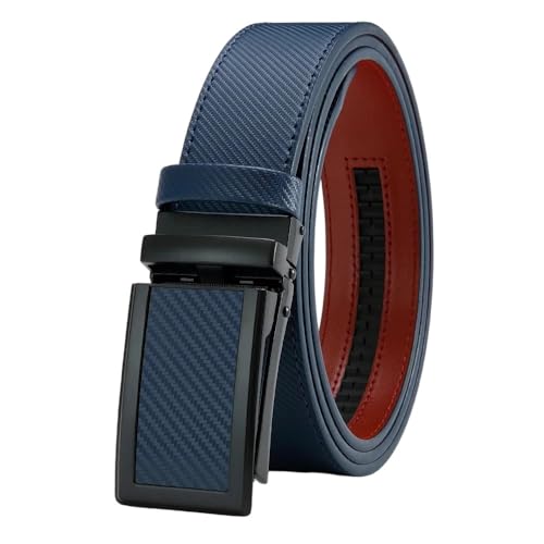Men's Double-Sided Genuine Leather Belt With Automatic Metal Buckle For Business Denim