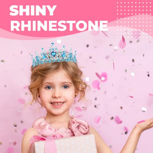 Birthday Tiara Crown with Sash for Women, Headband Hair Accessories for Wedding Party Costume (B-Blue)