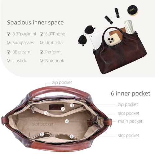 Image of Iswee Soft Leather Purse for Women Satchel Handbags Crossbody Shoulder Bag | Genuine Leather Top Handle Bag Designer Hobo Medium Size Pocketbooks Luxury Classy Bag