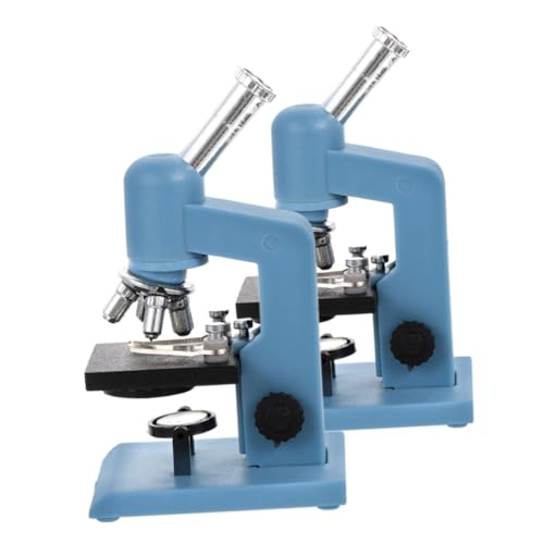 KONTONTY 2Pcs Pocket Sized Blue Microscope for Dollhouse DIY Kit Miniature Laboratory Tools for Engaging Experimental Accessories Enhance Educational Play Experience