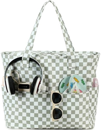 Image of LEDAOU Beach Bag Waterproof Sandproof Women Beach Tote Pool Bag with Zipper for Swim Gym Grocery Travel with Wet Pocket | Sandproof