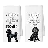 CUANFDDSF Funny Dog Poodle Kitchen Towels Set of 2, Housewarming Gift for Dog...