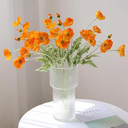 DUYONE 6 Stems Poppy Silk Bouquet Orange