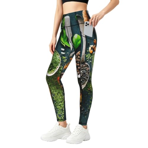 Pantalones de yoga para mujer transpirables elásticos con estampado Spices casual