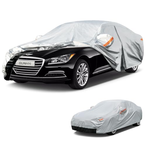 Image of GUNHYI 6 Layer Car Cover Custom Fit Hyundai Genesis Sedan (2008-2016) Waterproof All Weather, Heavy Duty Outdoor Snow Sun Rain Uv Protection (Ships from US Warehouse, Delivery 3-8 Days)