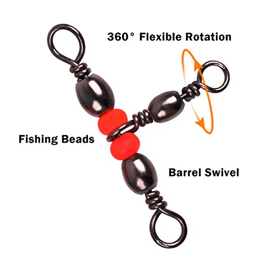 T-Shape Three 3 Way Fishing Swivel Brass Barrel Triple Swivel Cross Line Fishing Tackle Line Connectors Tangle Free Tackle Equipment Size 20-100 Lbs Pack Of 50Pcs (50Pcs 4 * 6) #TOP1