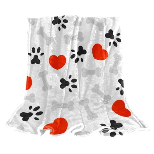 Couverture polaire empreinte de chien plaid chaud pour canapé contre le froid