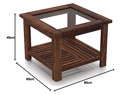 Image of Sheesham Wood Coffee Table | Living Room | 2 Seater Stool | Wooden Sofa Table | Natural Finish | Drawing Room | Without Pillow | Solid Wood Frame