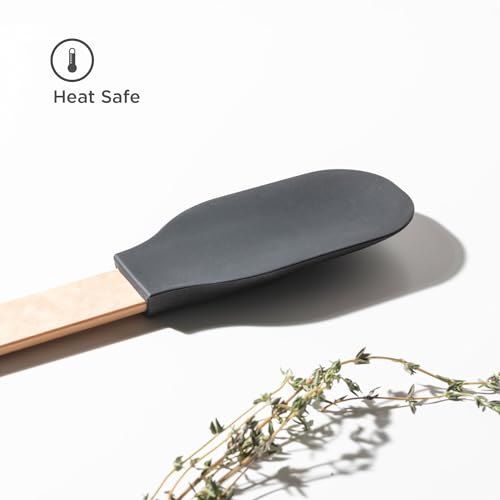 Petite cuillère silicone manche naturel pour éviter les rayures