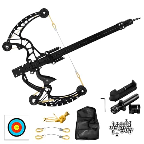 All-Metal 50-Shot Compound Bow for Steel Balls – Professional High-Precision Laser-Sight Slingshot for Adult Outdoor Hunting & Target Practice with Continuous Shooting
