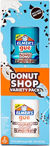 Elmer's GUE Premade, Donut Shop Variety Pack, Scented, Includes Fluffy, Glossy Blue, Slime Add-Ins, 2 Count