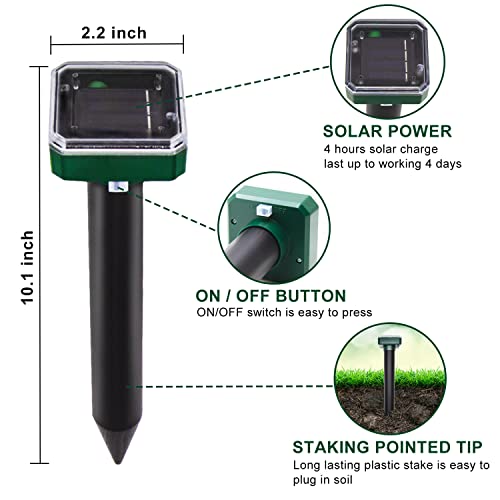 Ultrasonic Solar Animal Repeller, Kaforto Ultrasonic Pest Repeller With Motion Sensor, Outdoor Squirrel Snake Raccoon Deer Mouse Repellent For Farm & Yard & Garden & Lawn (10.2 Inch-888) #TOP1