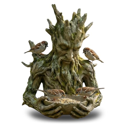 Tree Face Bird Feeders for Outdoors, Resin Hanging Tree