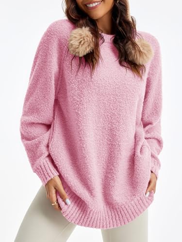 Image of Saodimallsu Womens Oversized Sweater Fuzzy Long Sleeve Casual Tunic Sweater