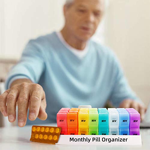 Monthly Pill Organizer 2 Times a Day, one Month Pill Box AM PM, 30 Day Pill Case Small Compartments to Hold Vitamin and Travel Medicine Organizer, 31 Day Pill Organizer, 4 Week Pill Cases - Thumbnail 7