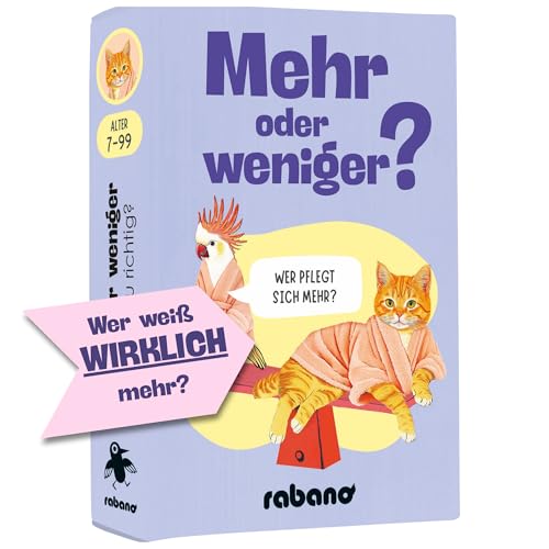 Mehr oder Weniger - Schätzspiel ab 2 Personen - Spiel für Erwachsene & Kinder ab 7 Jahren - Tolles Kartenspiel für 2+ Spieler - Familienspiel Gesellschaftsspiel oder zu zweit