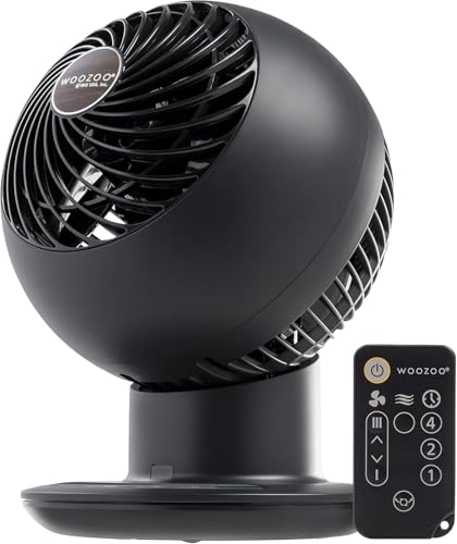 Image of IRIS USA WOOZOO Air Circulator Fan with Remote, Oscillation, 5 Speeds, 82ft Max Air Distance, 90 Adjustable Tilt, 30db Quiet Motor, Small Fan for Bedroom, Office, Dorm, Black